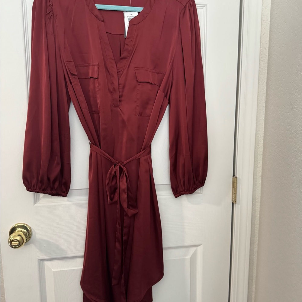 Torrid Burgundy Rust 3/4 Length Sleeve Dress